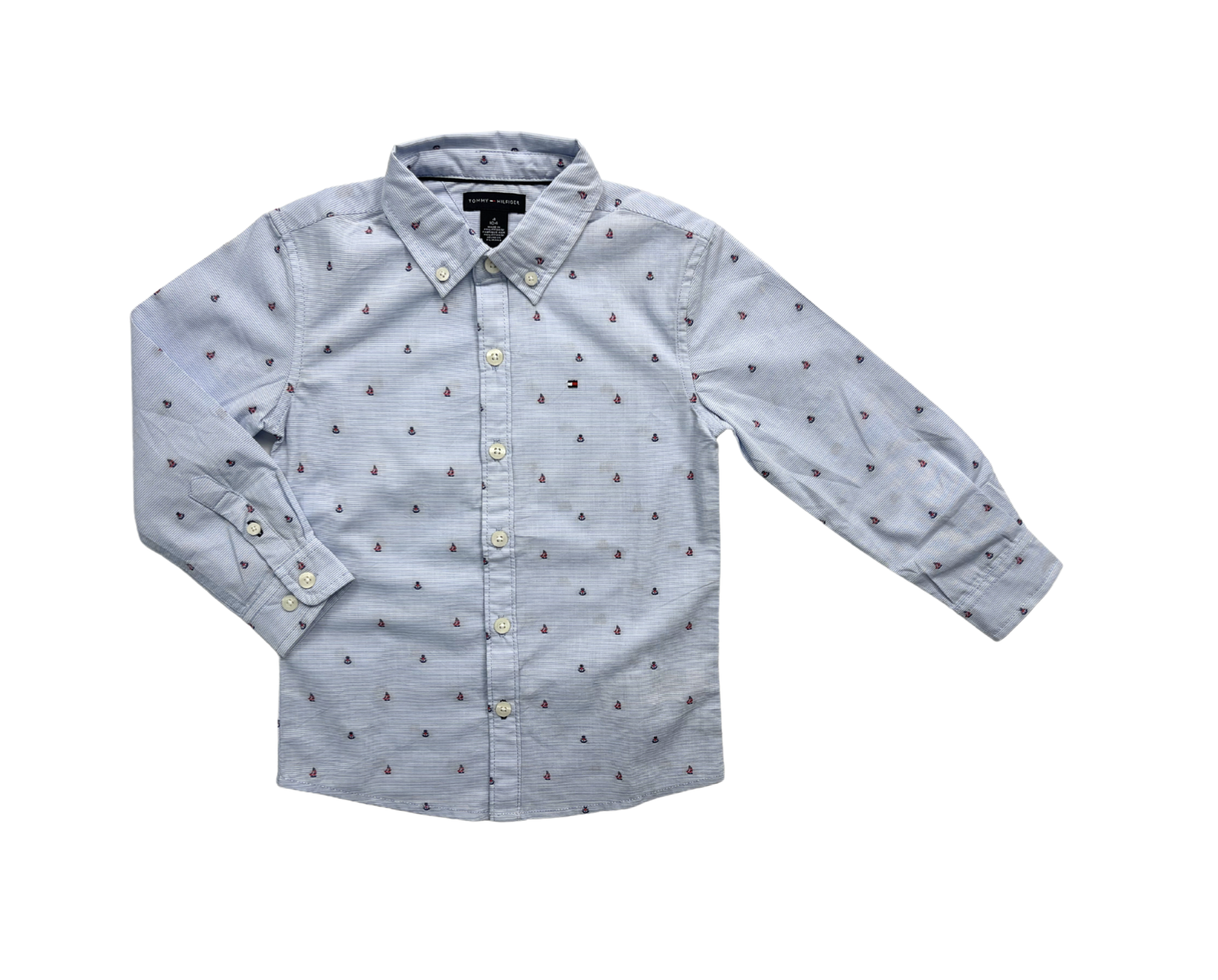 TOMMY HILFIGER - Blue fine striped patterned shirt - 4 years