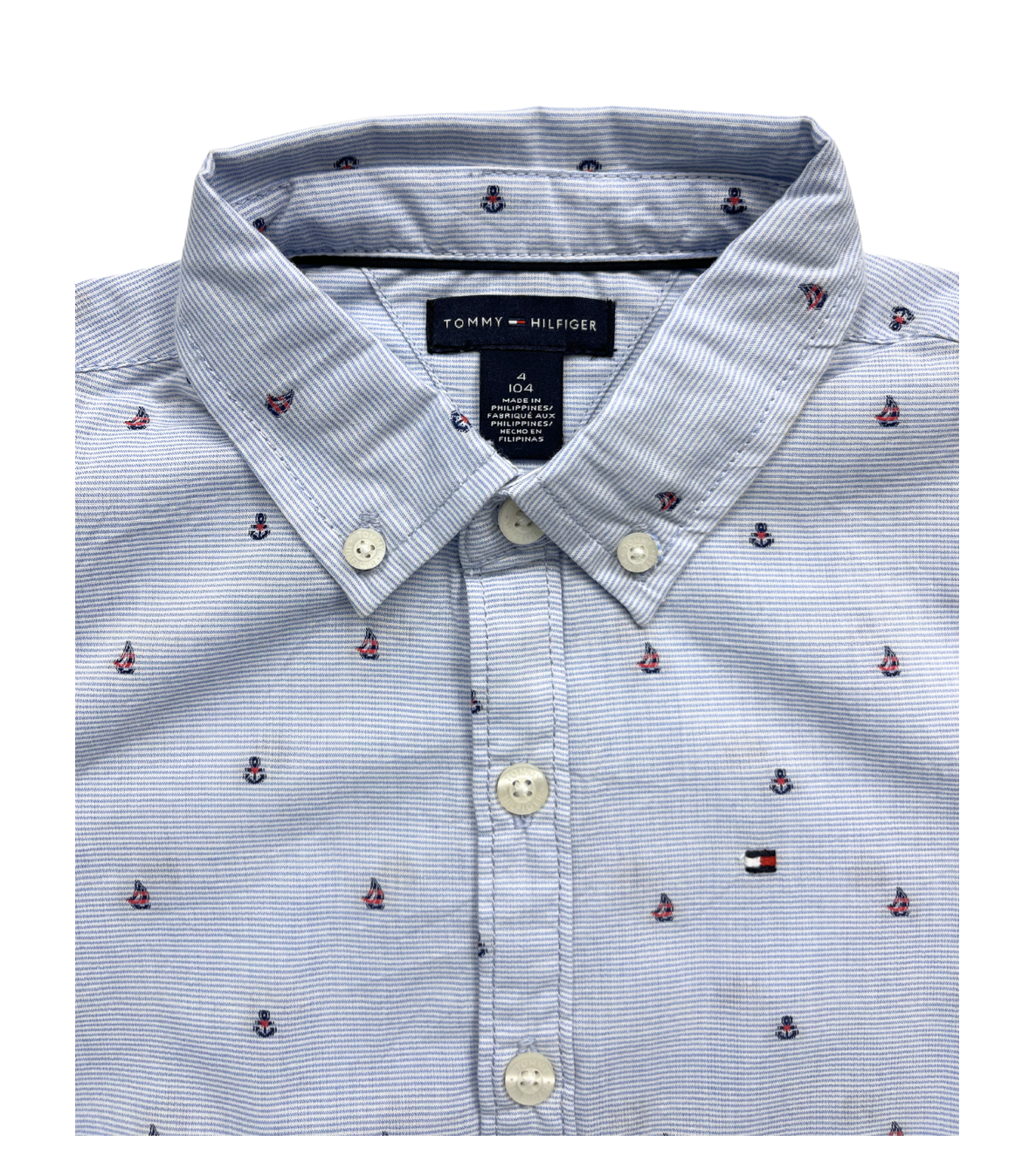 TOMMY HILFIGER - Blue fine striped patterned shirt - 4 years