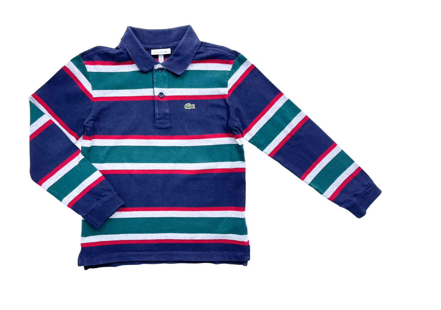 LACOSTE - Polo manches longues à rayures - 8 ans