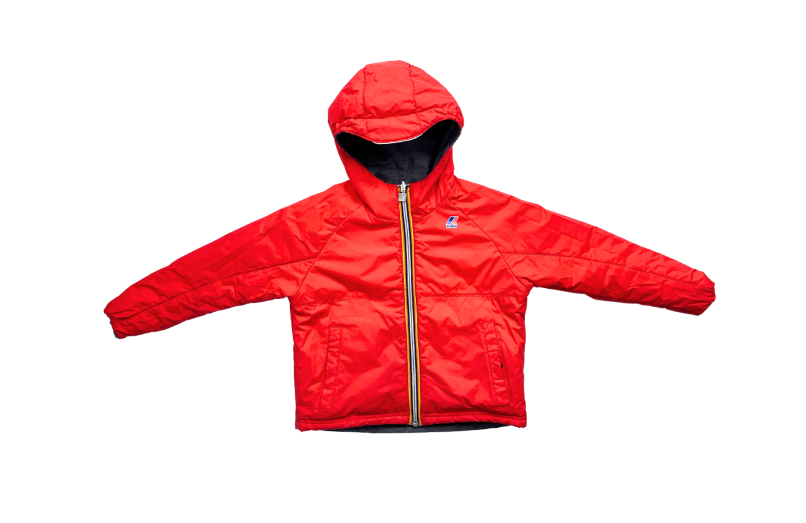 K-WAY - Thick reversible red and gray hooded jacket - 8 years