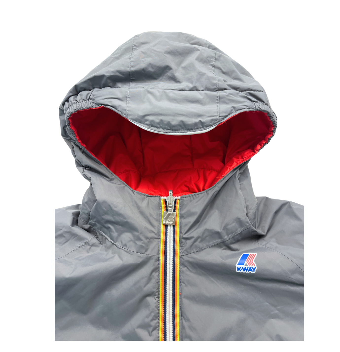 K-WAY - Veste à capuche épaisse réversible rouge et grise - 8 ans