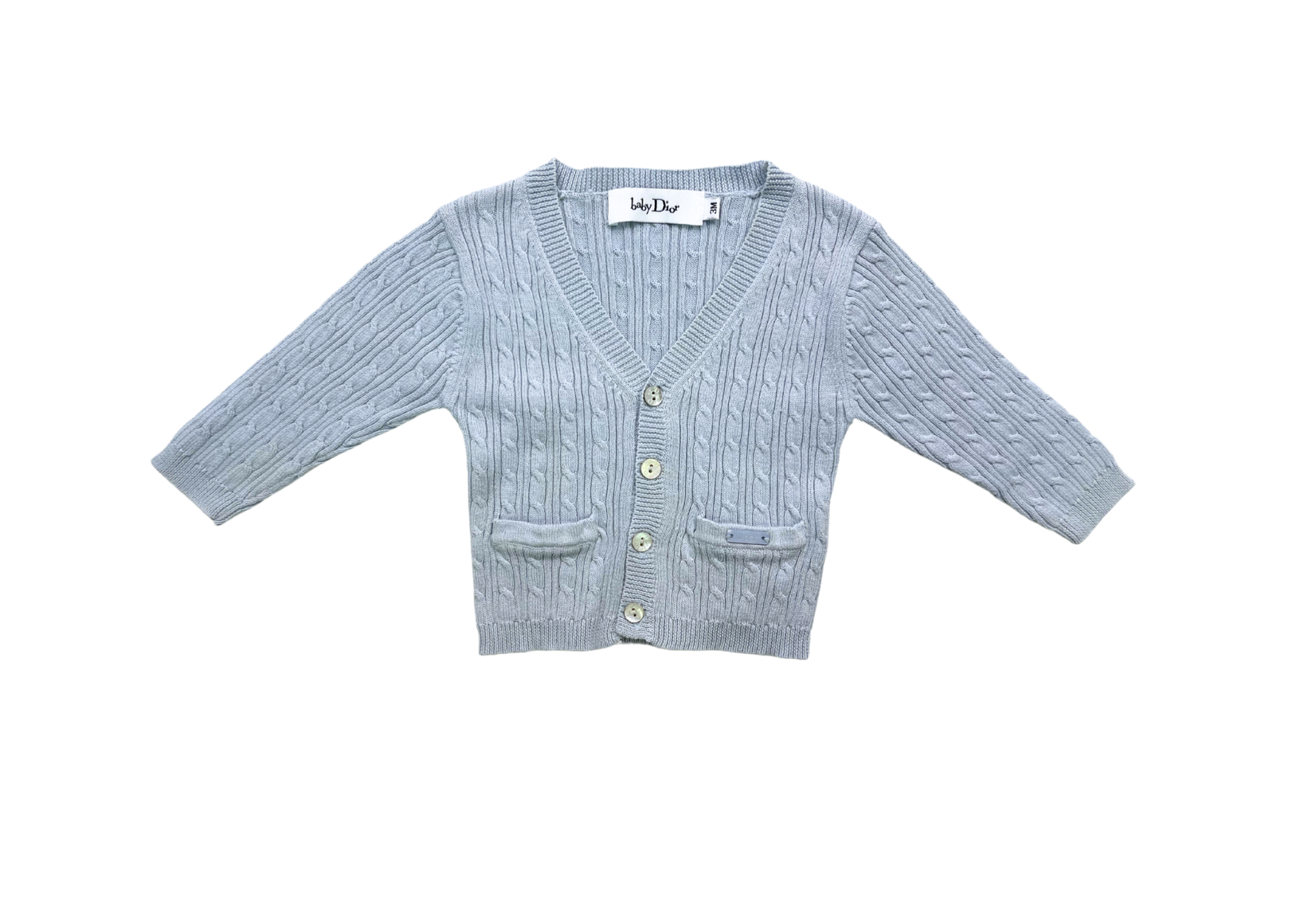 DIOR - Cardigan bleu en coton - 3 mois