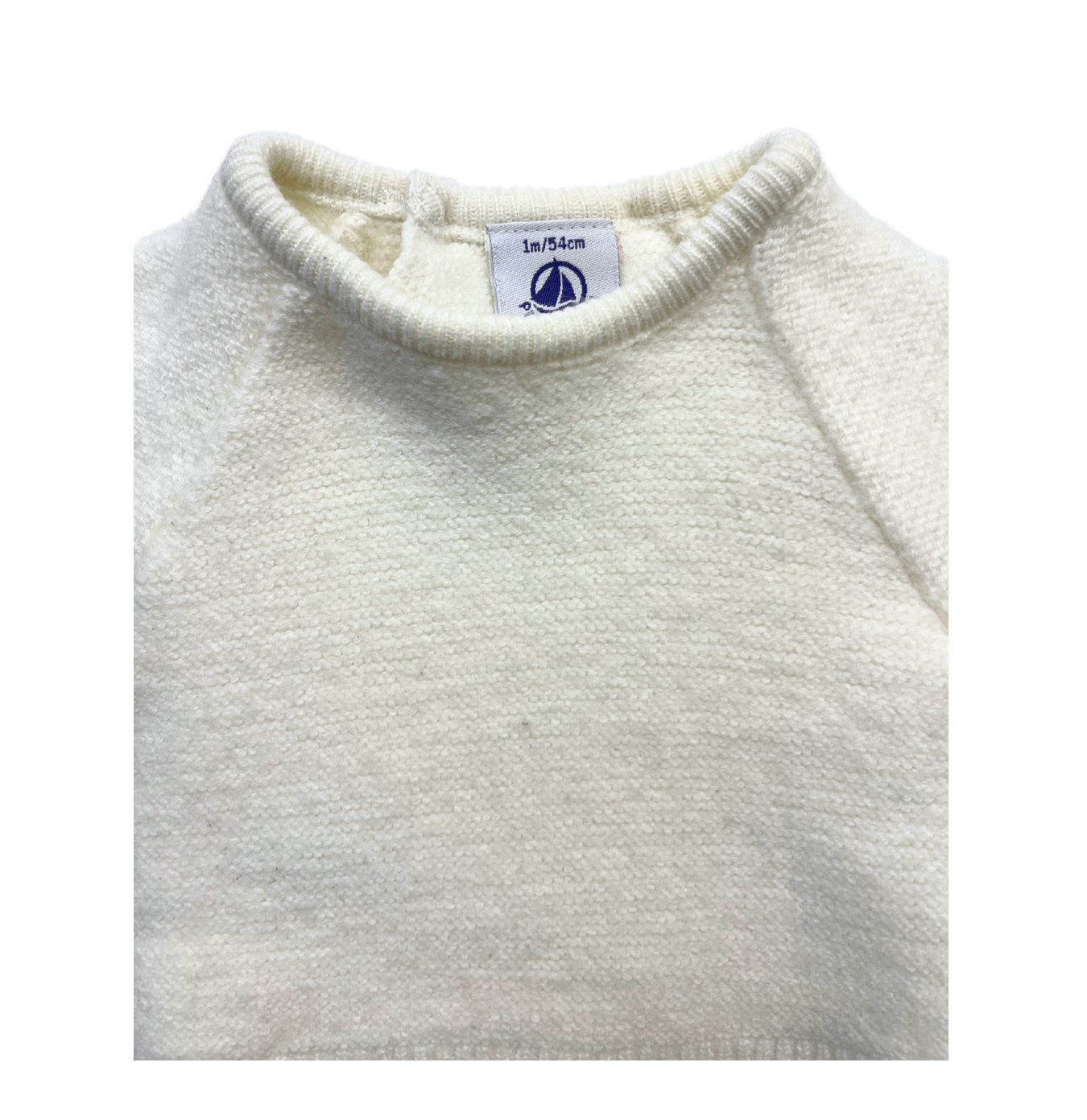 PETIT BATAU - Weiße Strickjacke mit Wickelverschluss auf der Rückseite - 1 Monat