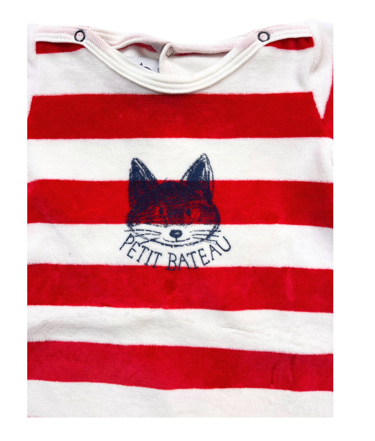 PETIT BATEAU - Pyjama velours à rayures rouges - 3 mois