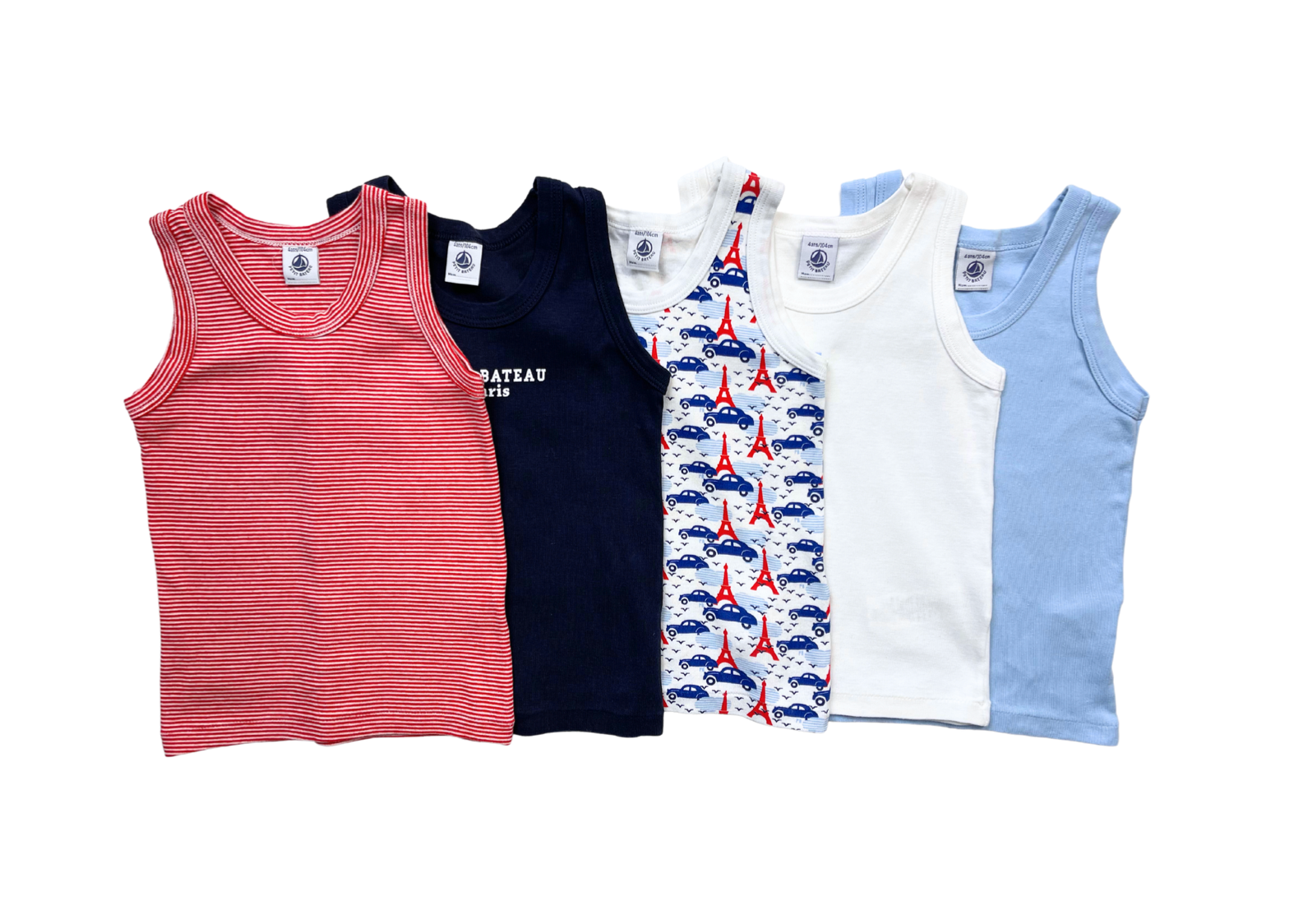 PETIT BATEAU - Pack of 5 cotton tank tops - 4 years