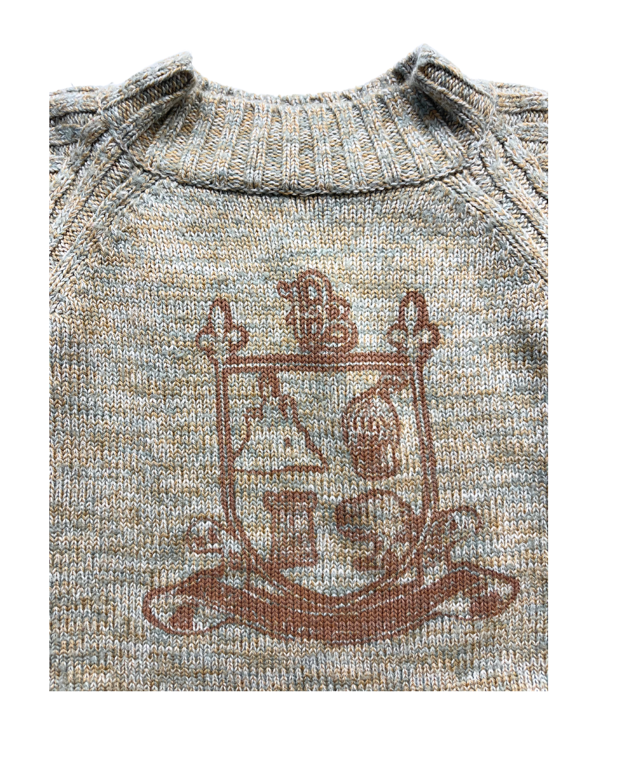 PETIT BATEAU - Beige wool sweater with crest pattern - 2 years