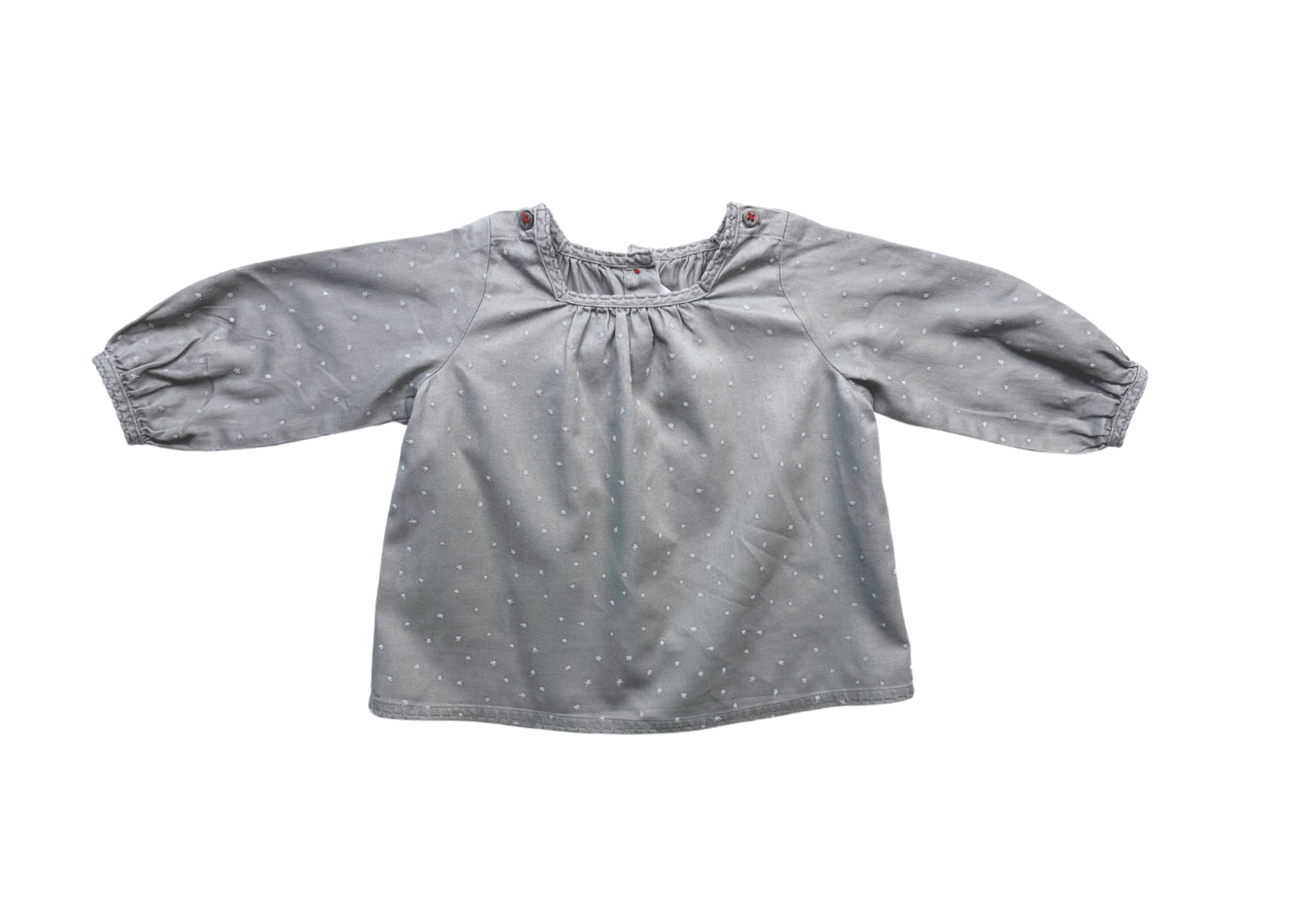 PETIT BATEAU - Grey blouse with stars - 12 months