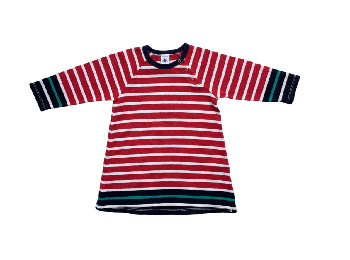 PETIT BATEAU - Red striped cotton dress - 18 months