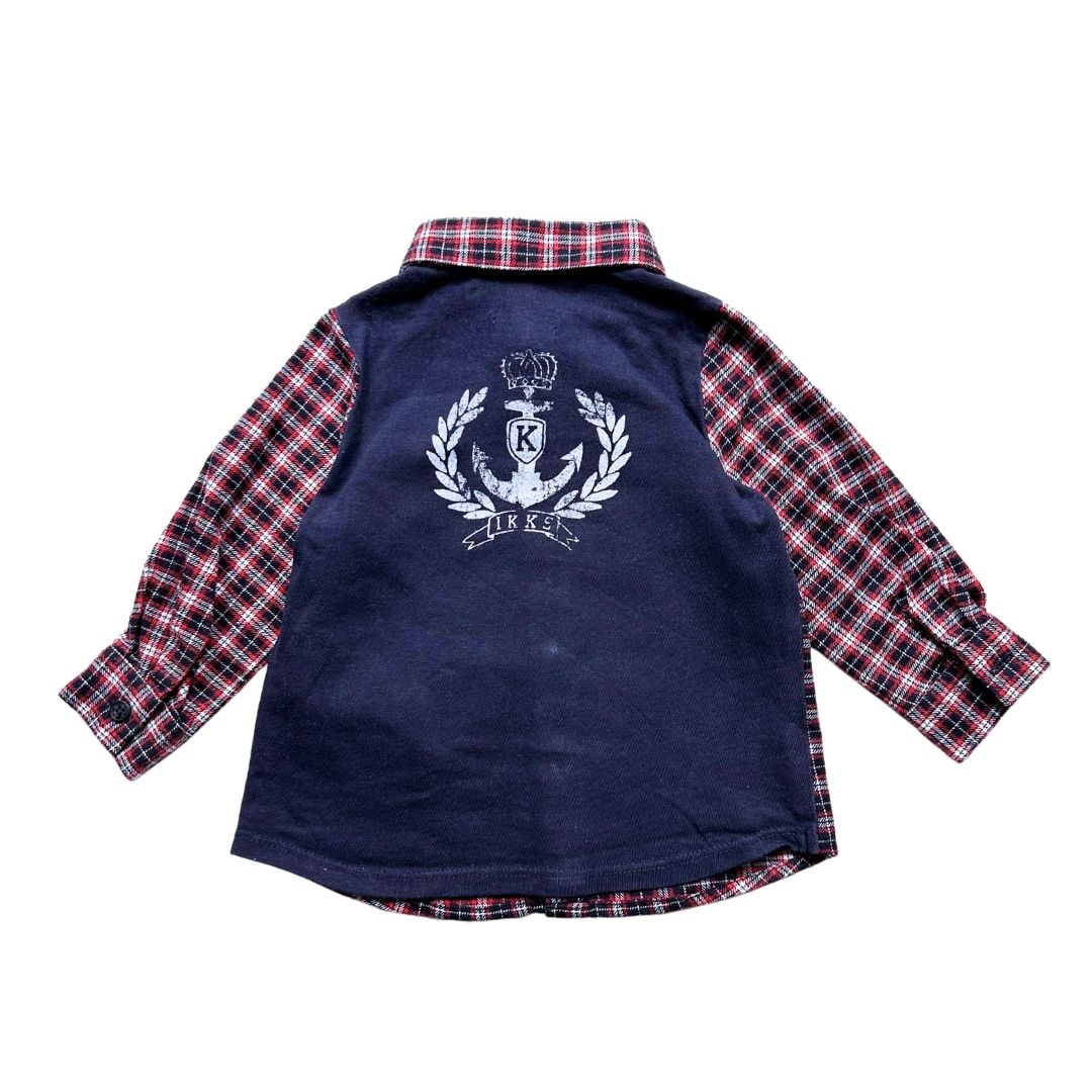IKKS - Chemise à carreaux rouge et bleu marine - 6 mois