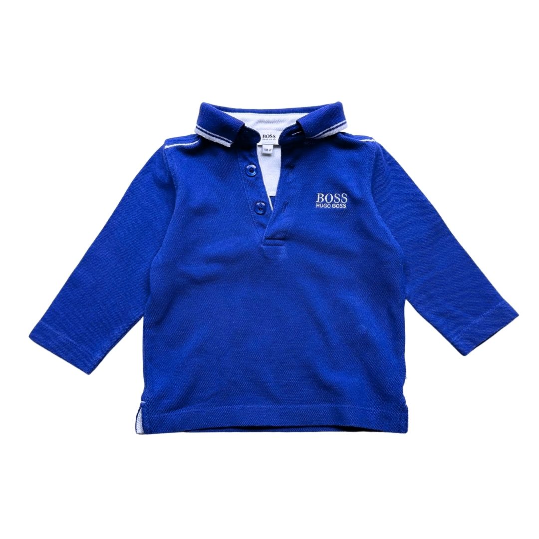 HUGO BOSS - Polo à manches longues bleu - 9 mois