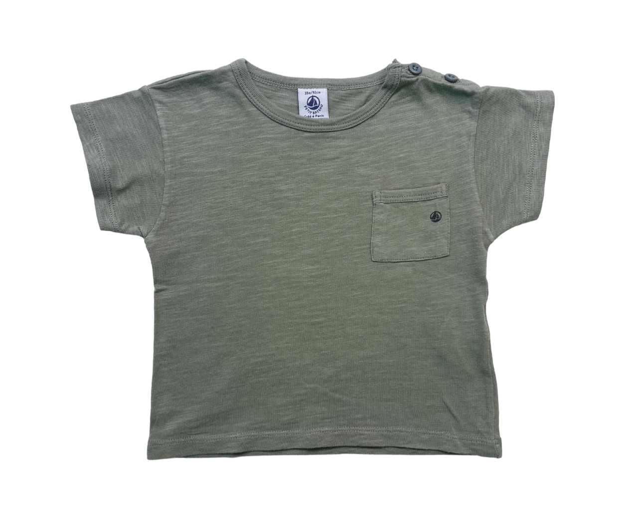PETIT BATEAU - Khaki cotton T-shirt - 18 months