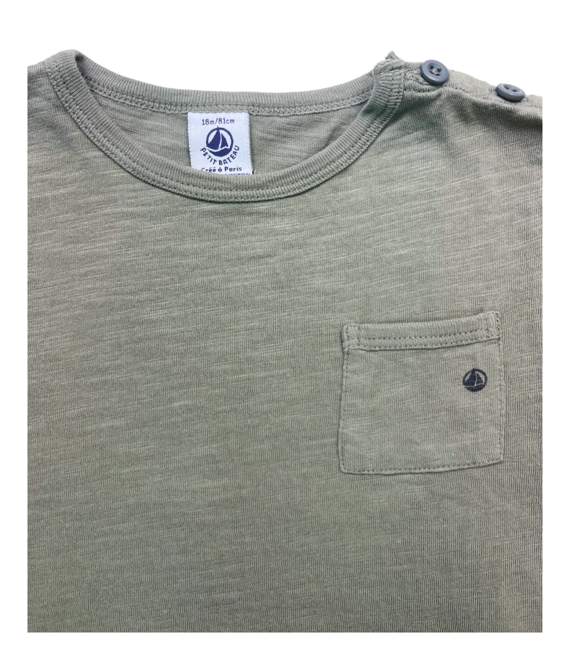 PETIT BATEAU - Khaki cotton T-shirt - 18 months