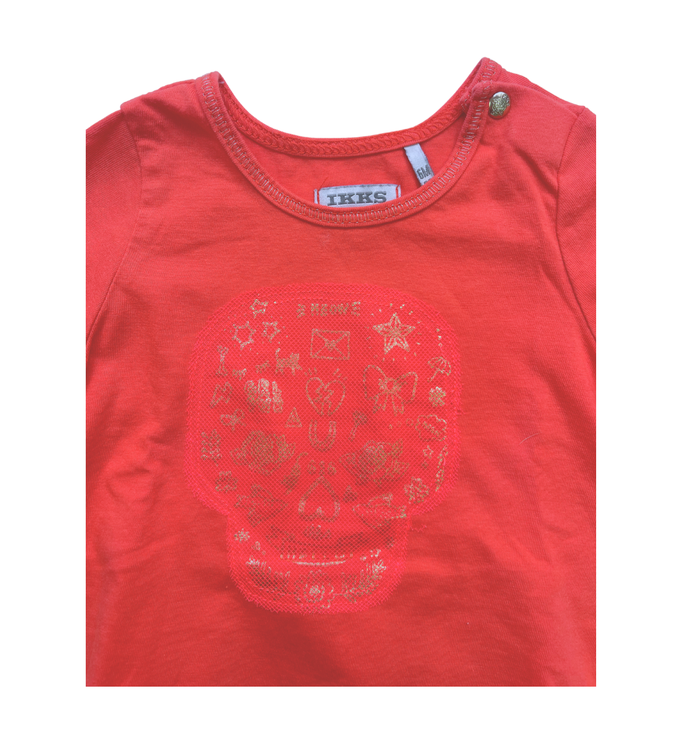 IKKS - Rotes T-Shirt mit Totenkopfmuster - 6 Monate