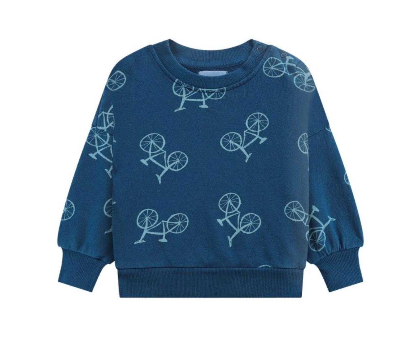 BOBO CHOSES - Navy blue cotton sweatshirt with bicycle pattern - 12/18 months