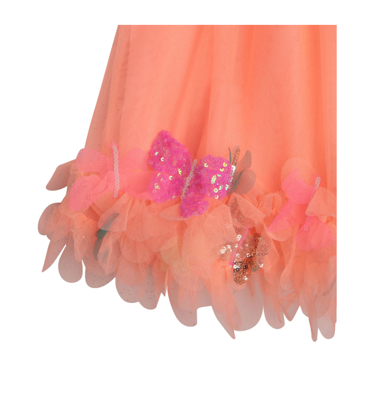 BILLIE BLUSH - Oranger Tüllrock mit Blumen- und Paillettendetails - 4 Jahre