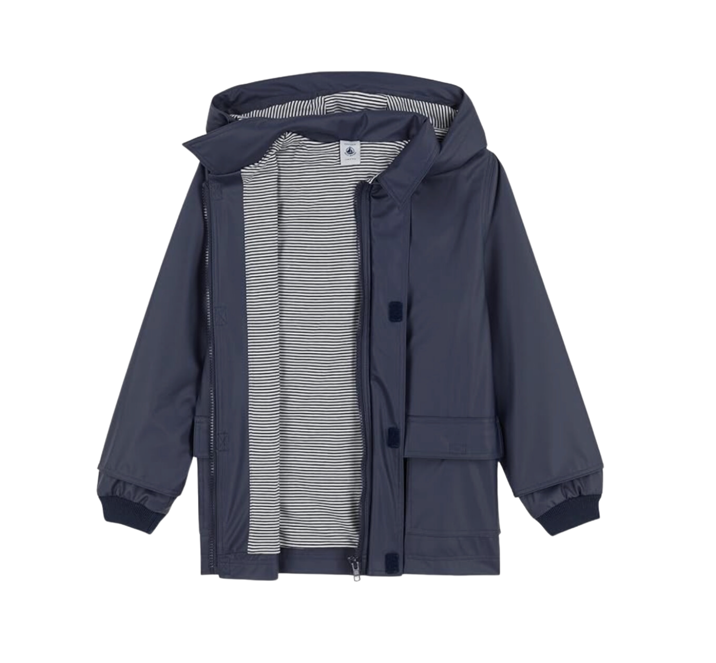 PETIT BATEAU - Navy blue hooded raincoat - 5 years