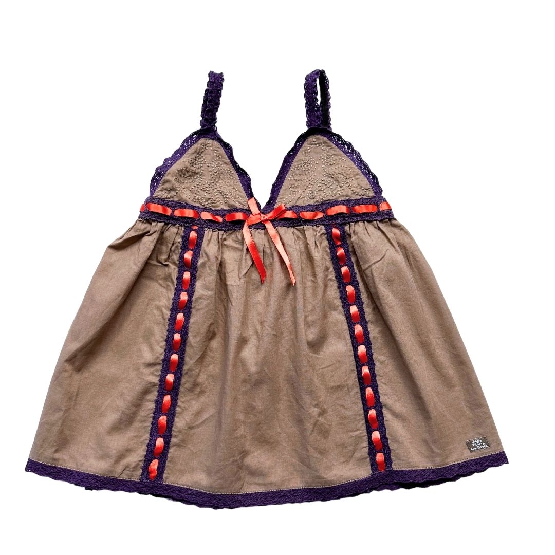 LILI GAUFRETTE - Khaki- und lila Bluse mit Spitzendetails - 2 Jahre