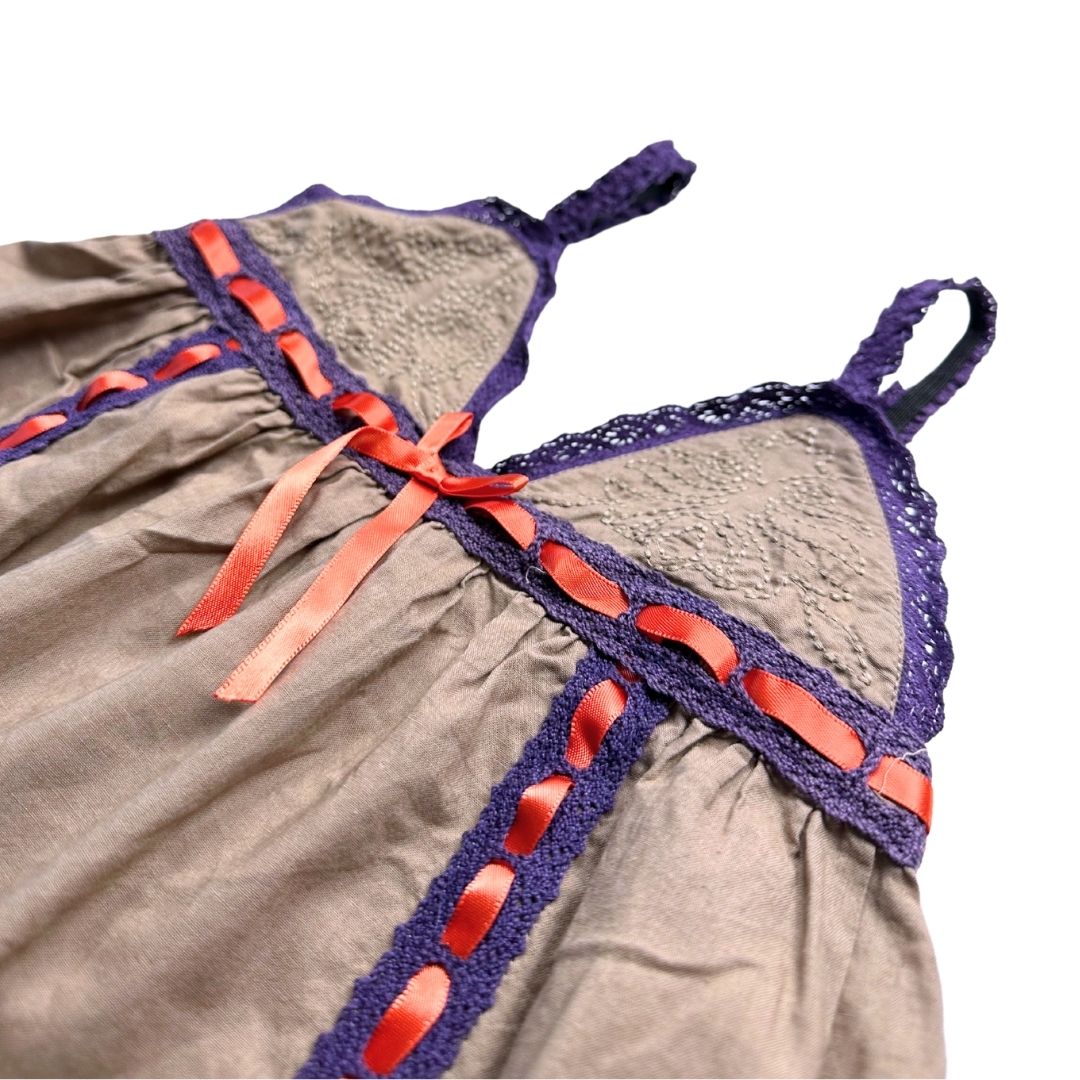 LILI GAUFRETTE - Khaki- und lila Bluse mit Spitzendetails - 2 Jahre