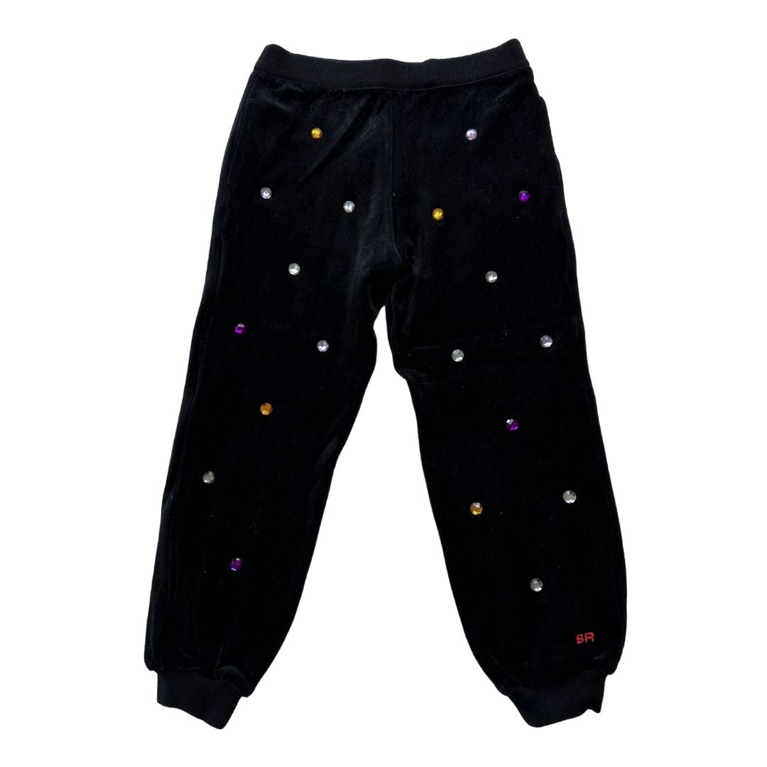SONIA RYKIEL - Jogging noir à strasses en velours - 4 ans