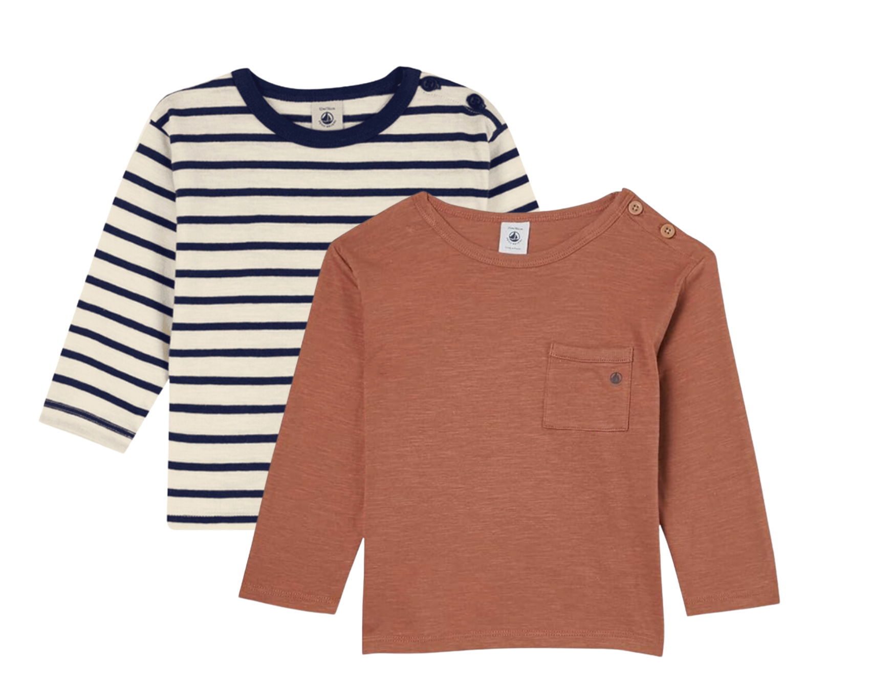 PETIT BATEAU - Pack of two long-sleeved cotton t-shirts - 3 years