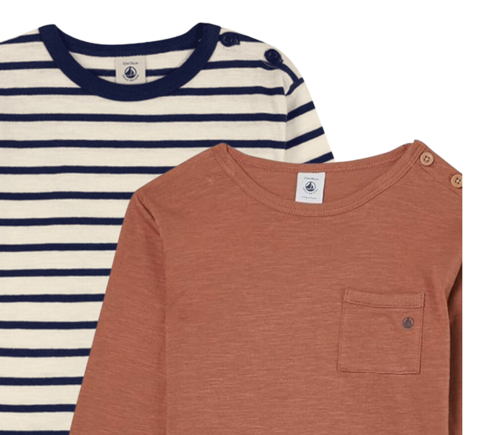 PETIT BATEAU - Pack of two long-sleeved cotton t-shirts - 3 years