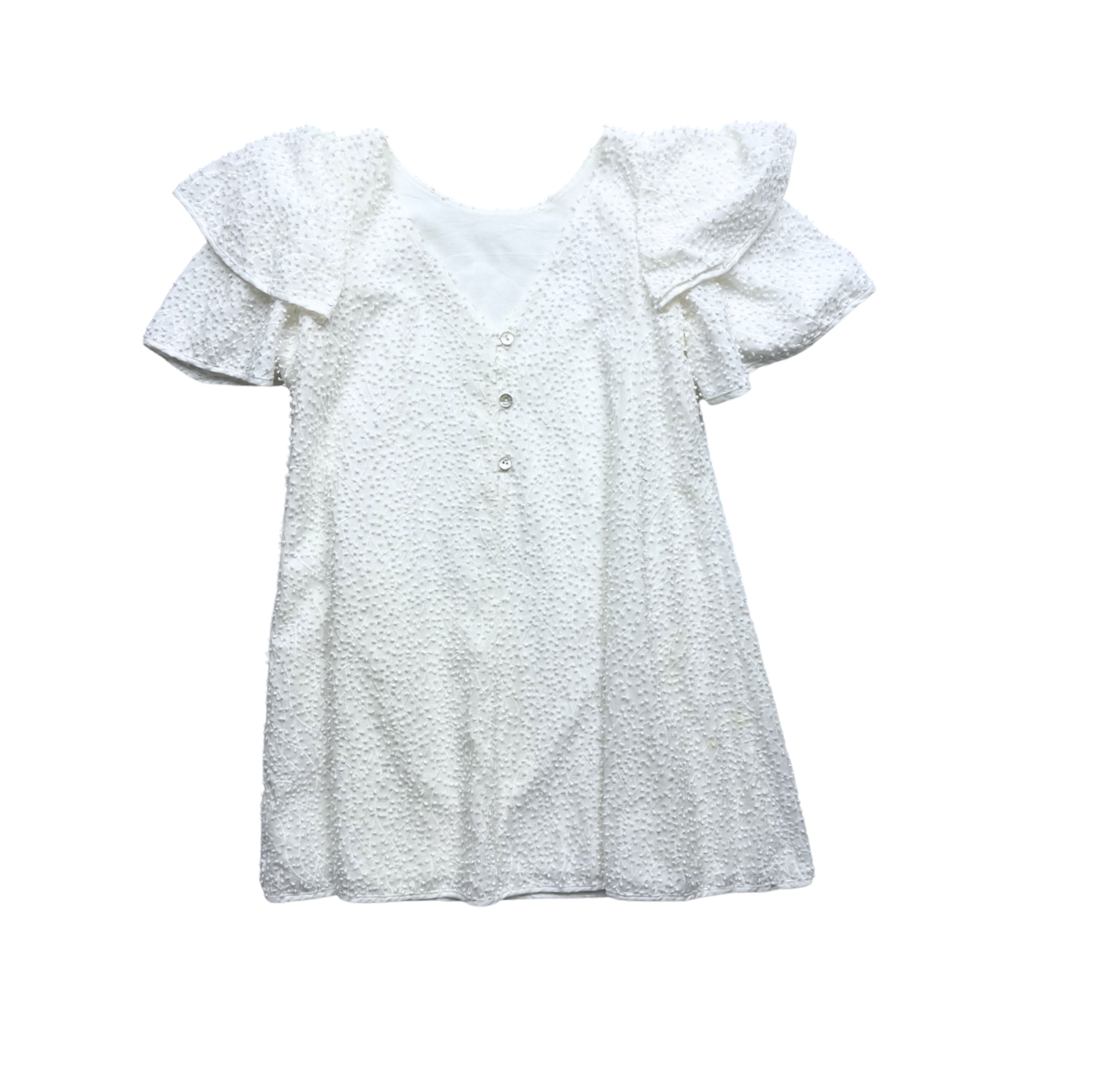 TARTINE & CHOCOLAT - Weißes Festkleid mit gestickten Kugeln - 8 Jahre