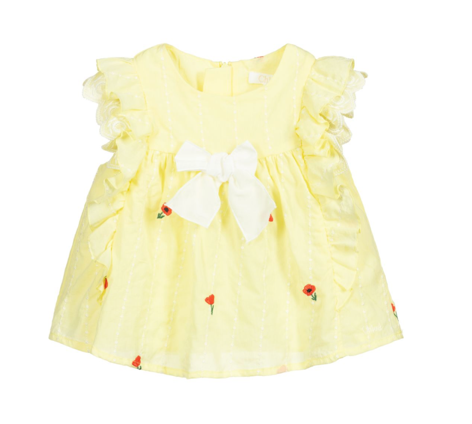 CHLOÉ - Blouse jaune brodée coquelicot - 2 ans