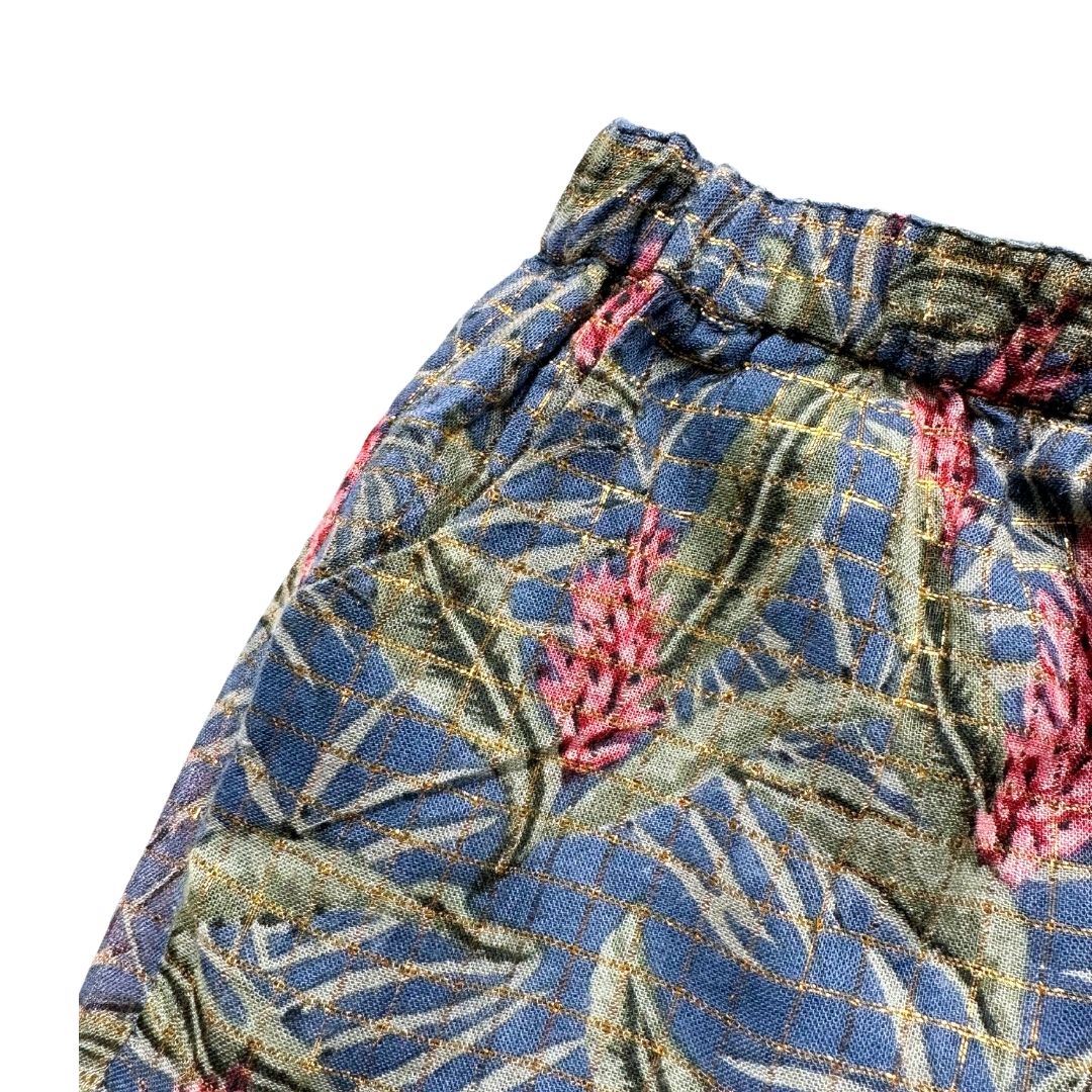 LOUISE MISHA - Short bleu avec imprimés et fil d'or - 8 ans