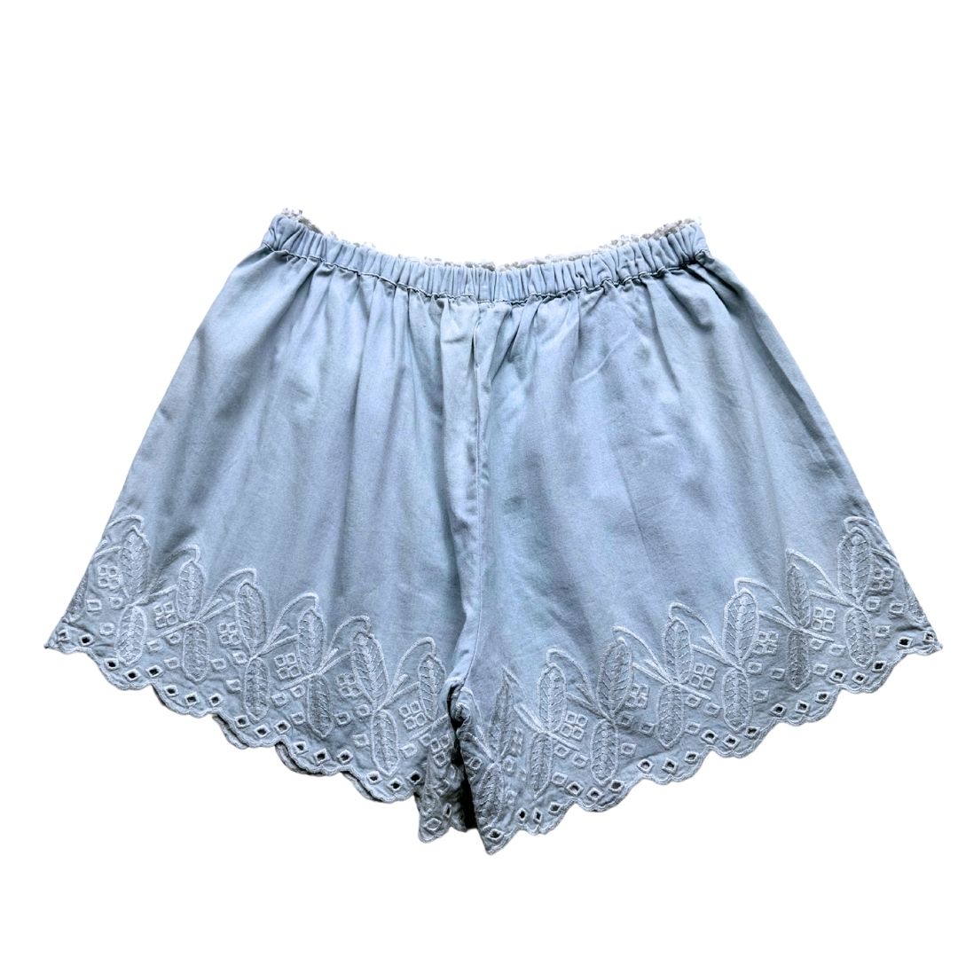 LOUISE MISHA - Blue shorts with white embroidery - 12 years