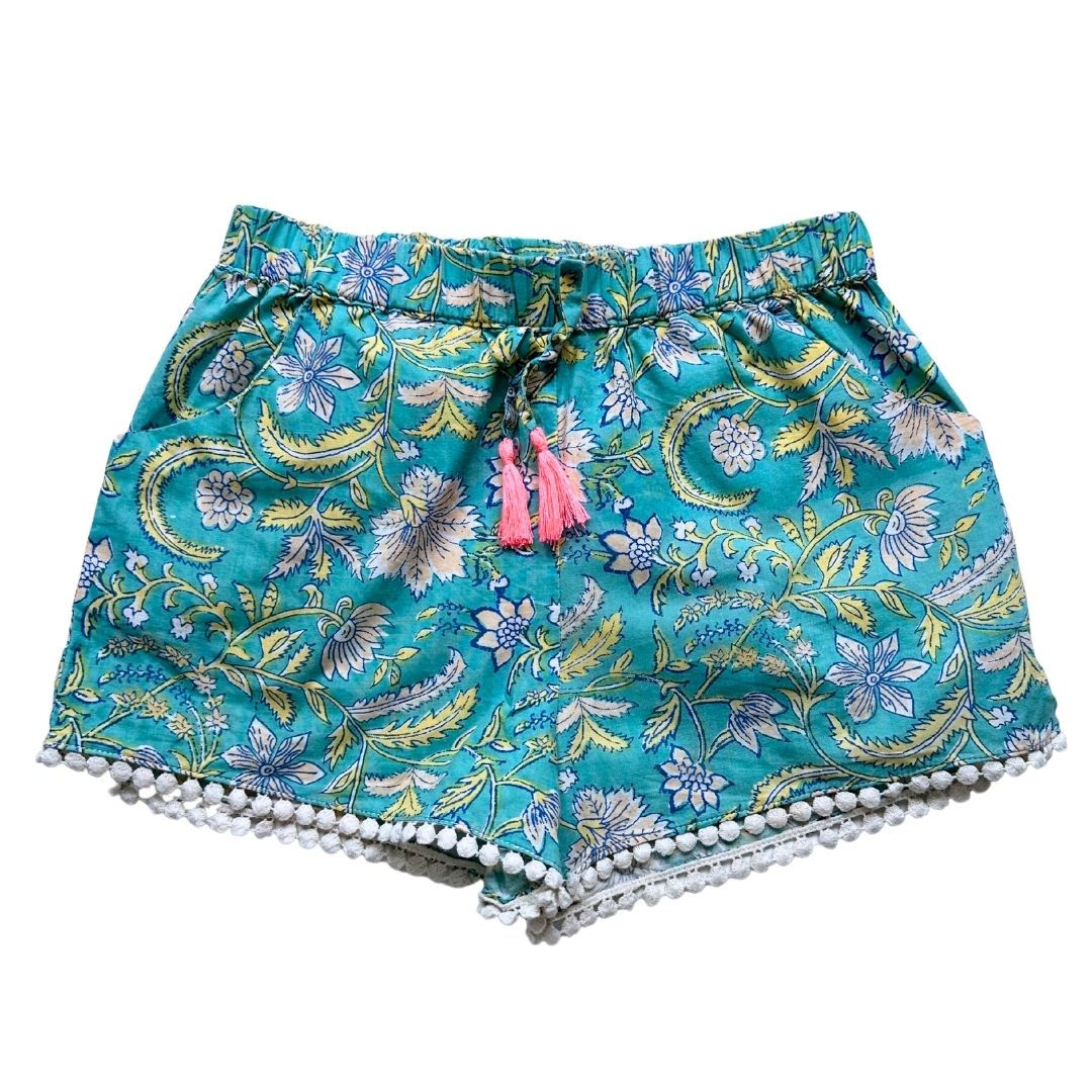 LOUISE MISHA - Short bleu avec imprimés - 4 ans