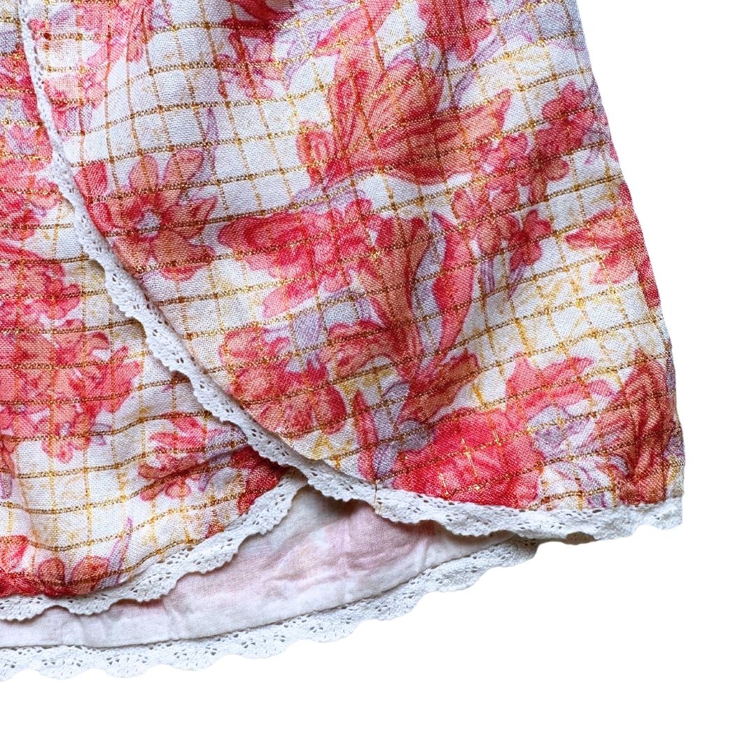 LOUISE MISHA - Short à fleurs rose et détails en or - 12 ans