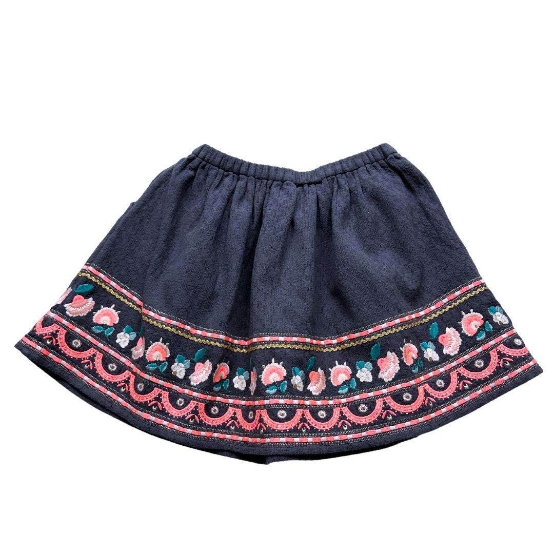 LOUISE MISHA - New gray skirt with pink and green embroidery - 10 years