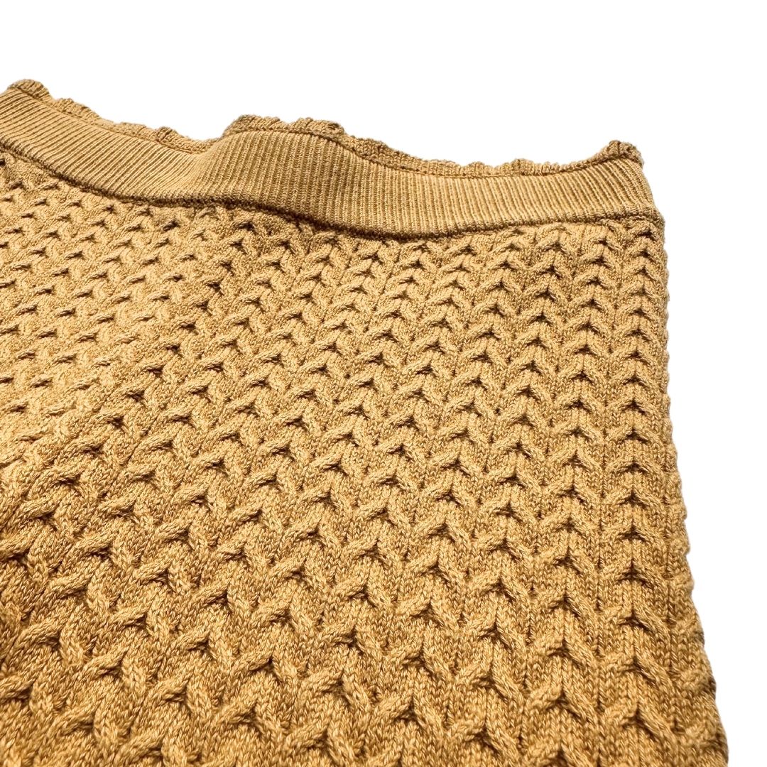 LOUISE MISHA - Mustard knit-effect leggings with pink pompoms - 7 years