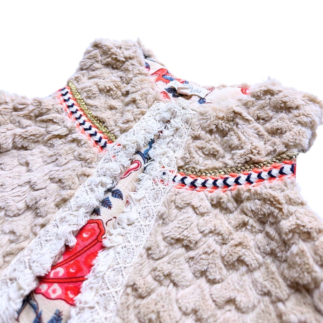 LOUISE MISHA - Gilet sans manches à fourrure marron - 6 ans