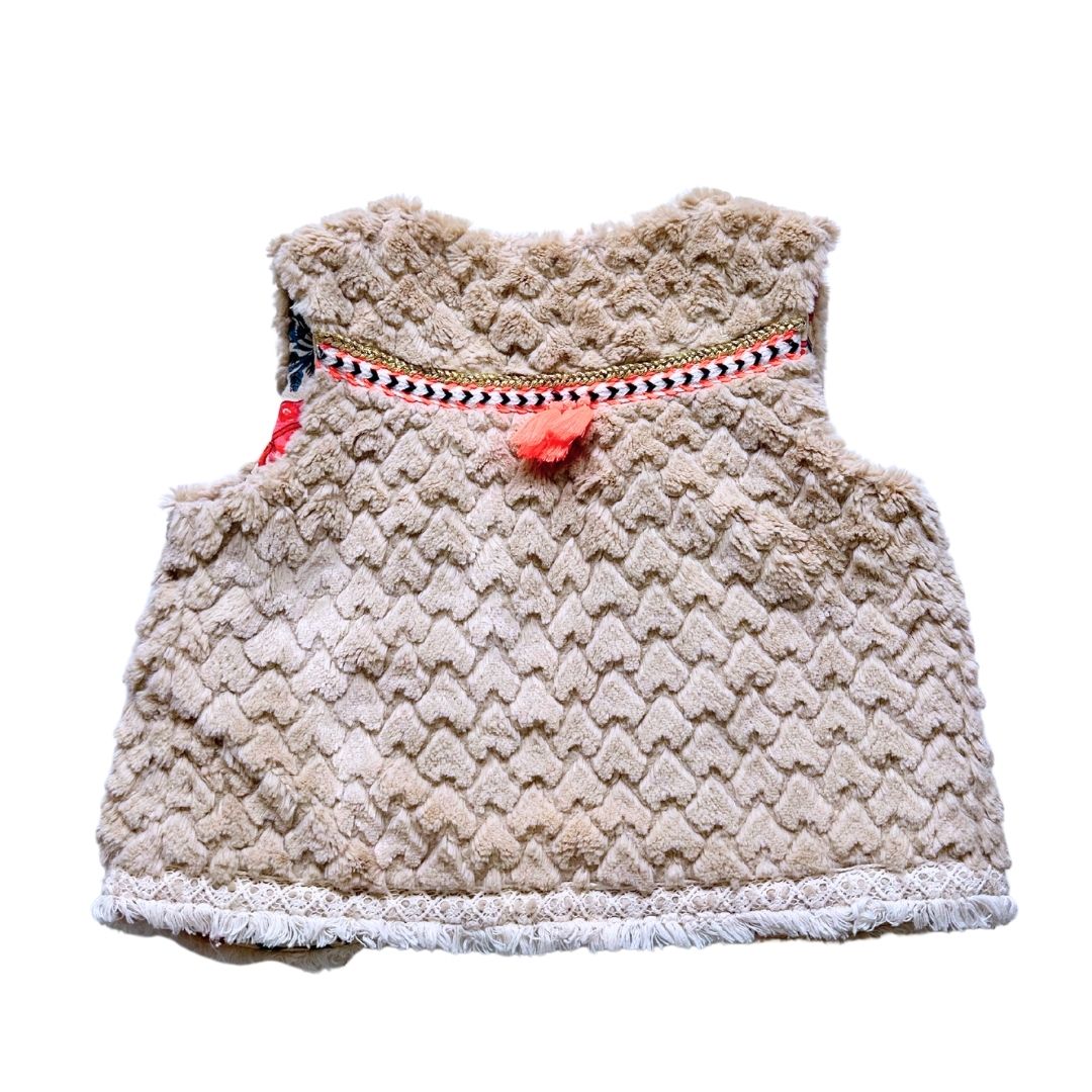 LOUISE MISHA - Ärmellose Weste mit braunem Pelzbesatz - 6 Jahre