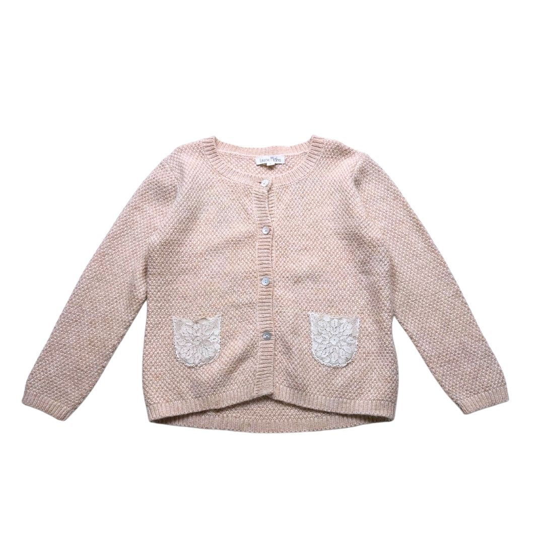 LOUISE MISHA - Cardigan angora rose et poches en dentalle - 6 ans