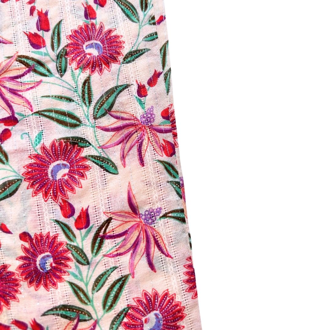 LOUISE MISHA - Ensemble veste et pantalon beige et fleurs roses - 8 ans