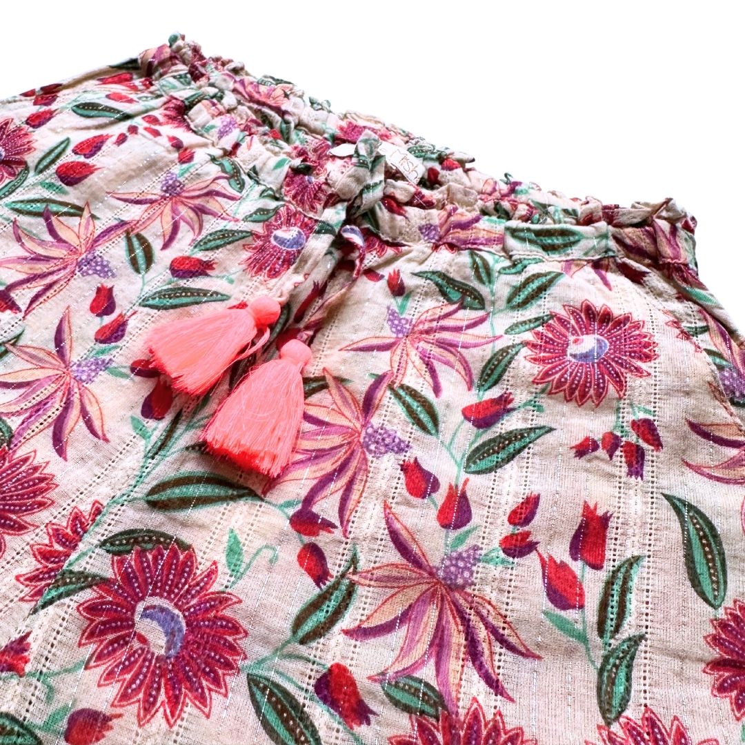 LOUISE MISHA - Beige jacket and pants set with pink flowers - 8 years