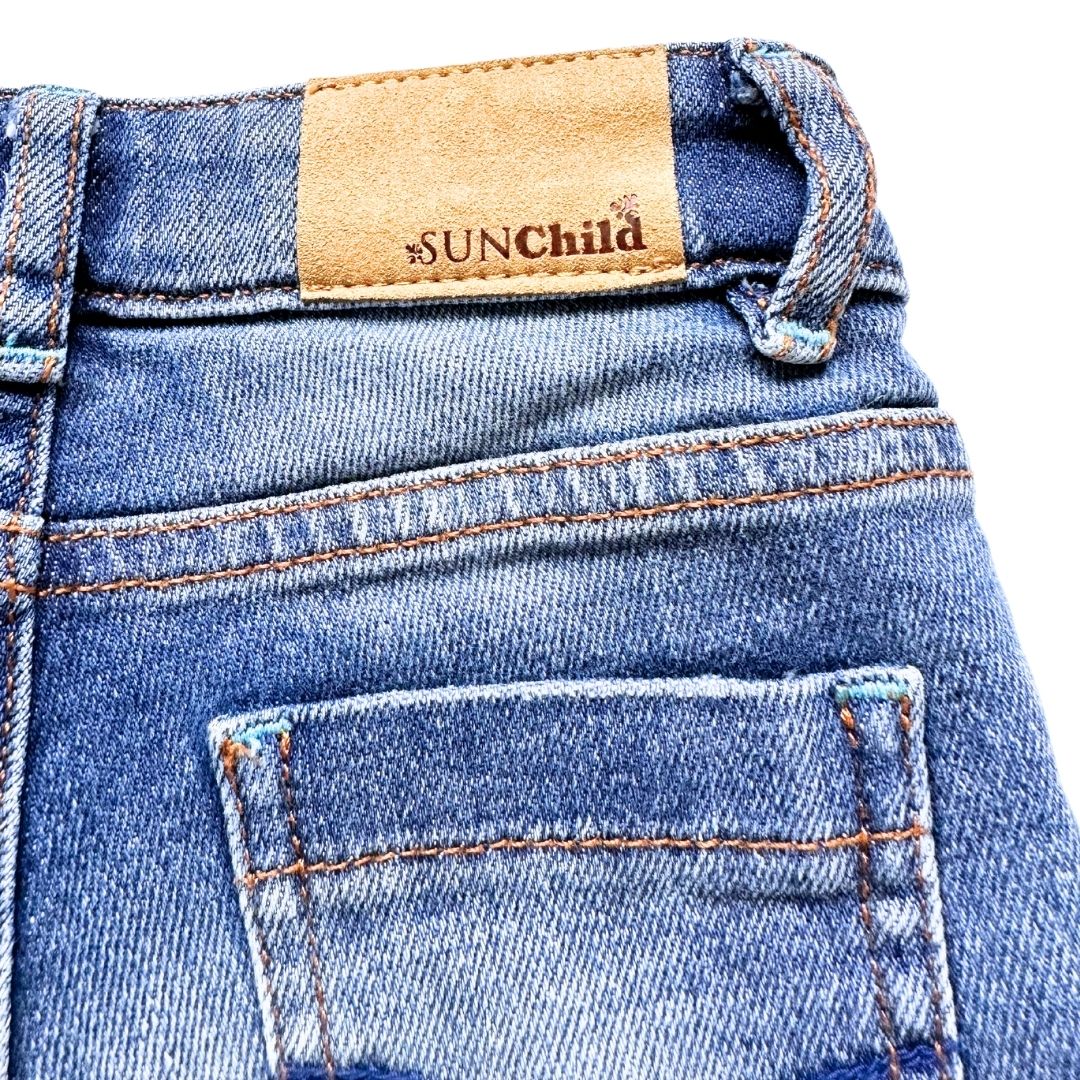 SUNCHILD - Short en jean bleu avec plume brodée - 2 ans