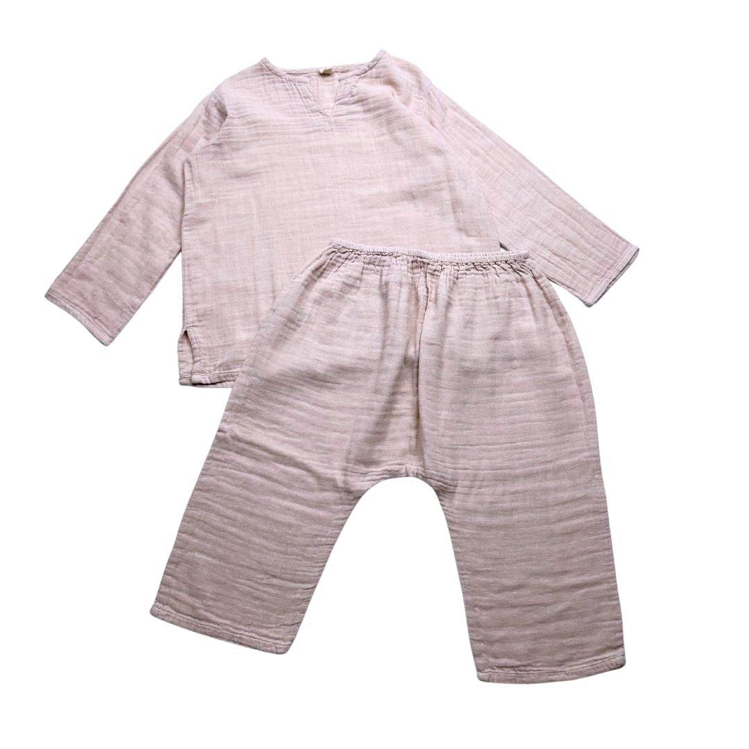 NUMERO 74 - Ensemble pantalon et haut à manches longues crème - 5/6 ans