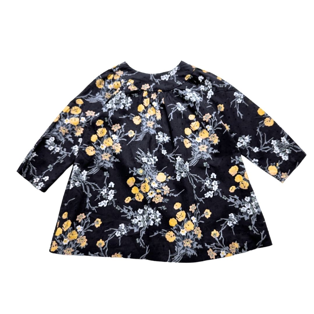 VINTAGE - Robe bleu marine à fleurs - 3 ans