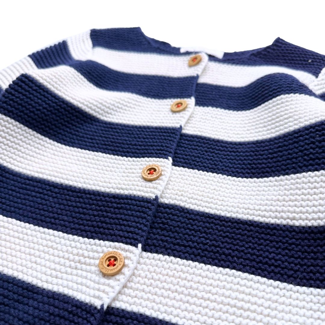 CADET ROUSSELLE - Marineblau-weiß gestreifte Strickjacke - 4 Jahre