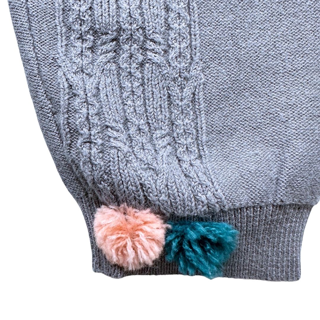 LOUISE MISHA - Legging gris avec détails et pompons - 8 ans