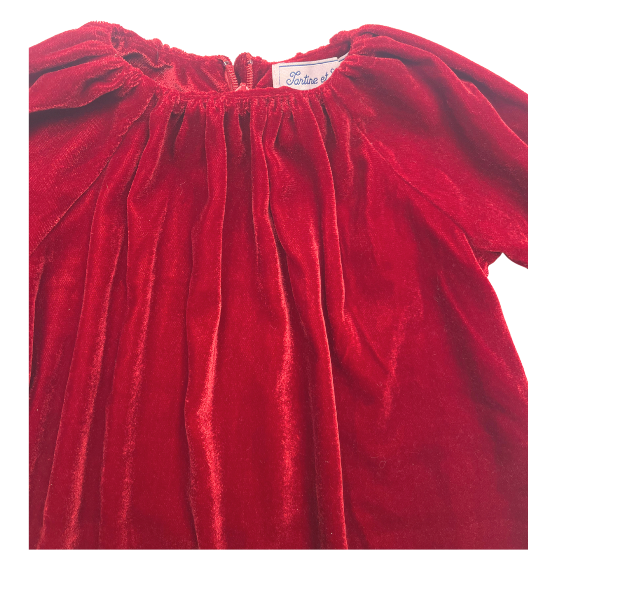 TARTINE & CHOCOLAT - Rotes ausgestelltes Samtkleid - 18 Monate