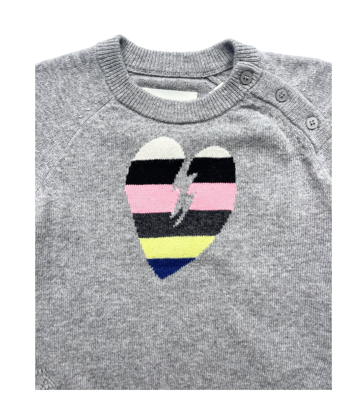 ZADIG & VOLTAIRE - Grau gestreifter Pullover mit Herzen - 9 Monate