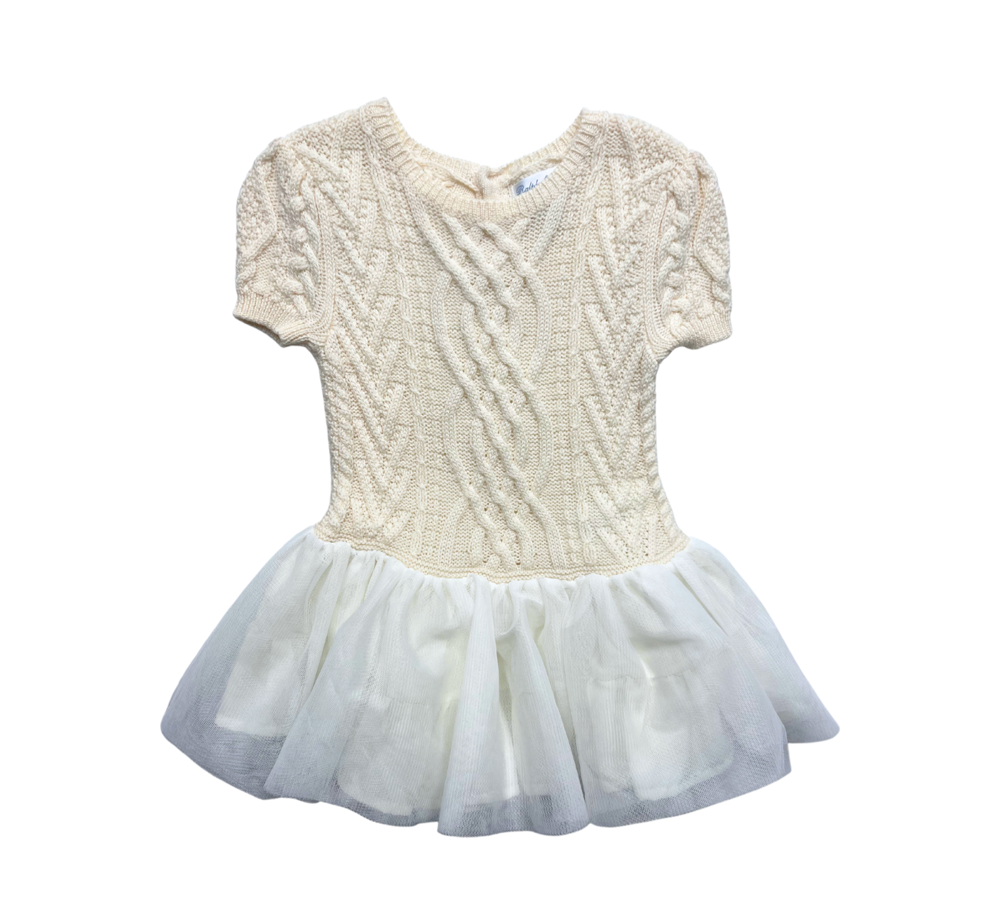 RALPH LAUREN - Robe bi-matière écrue - 9/12 mois