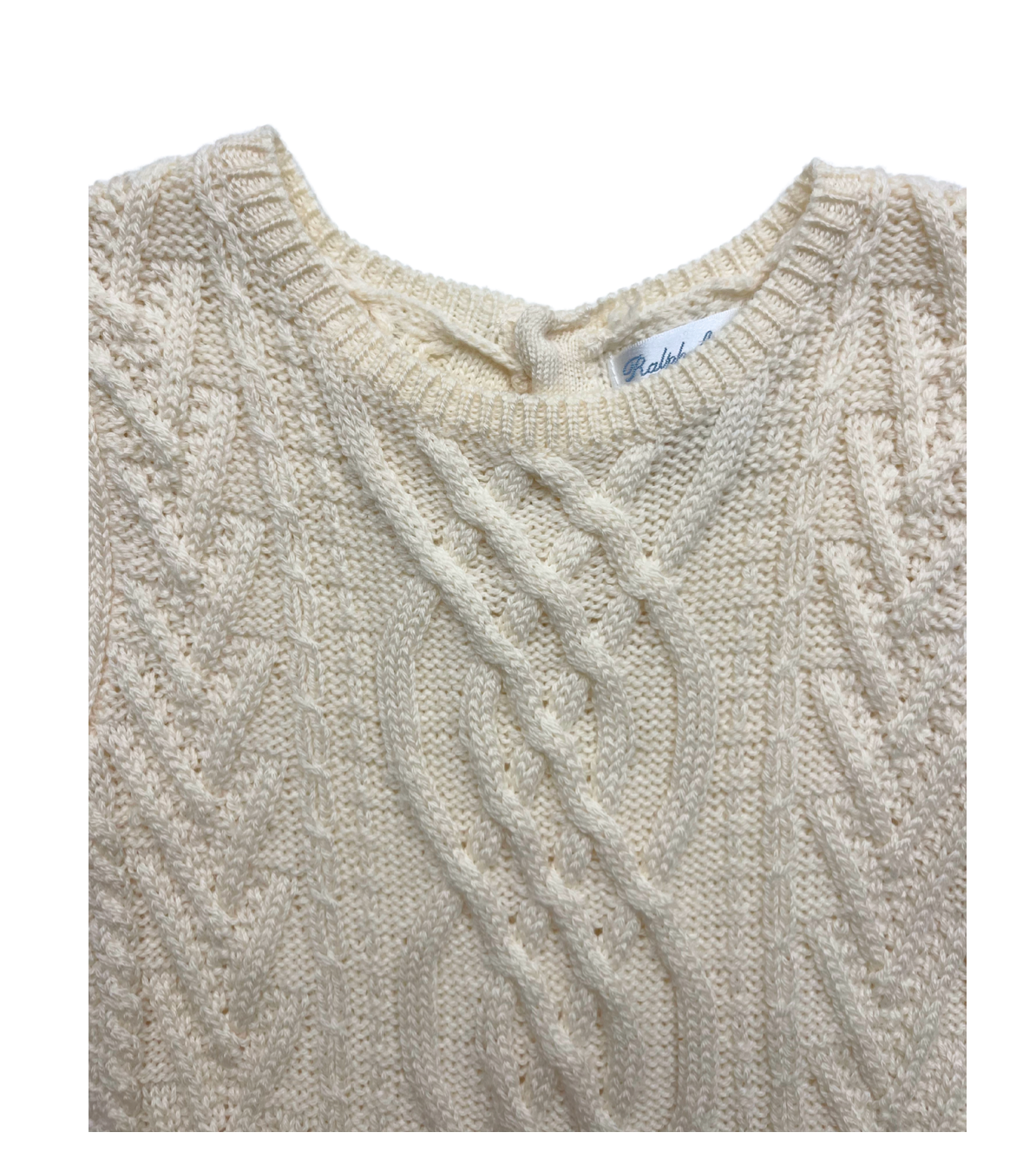 RALPH LAUREN - Robe bi-matière écrue - 9/12 mois