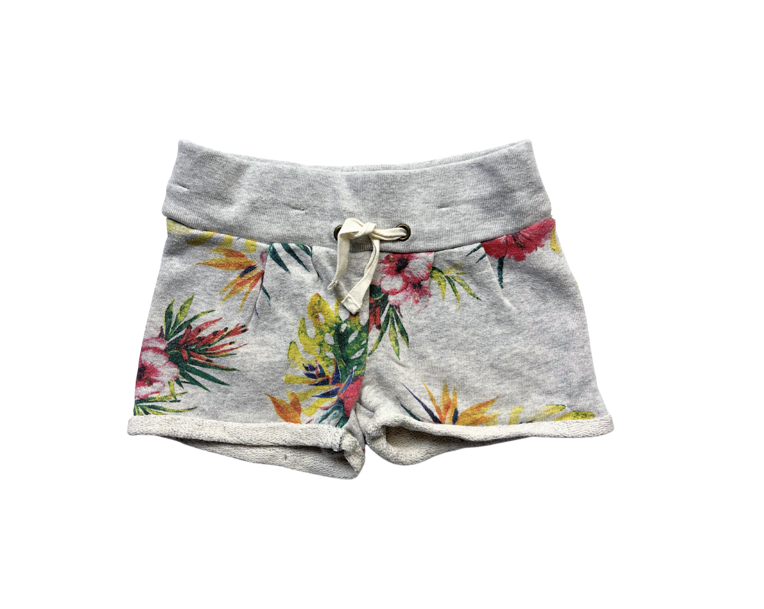 AO76 - Short de survêtement gris à motif fleurs - 4 ans