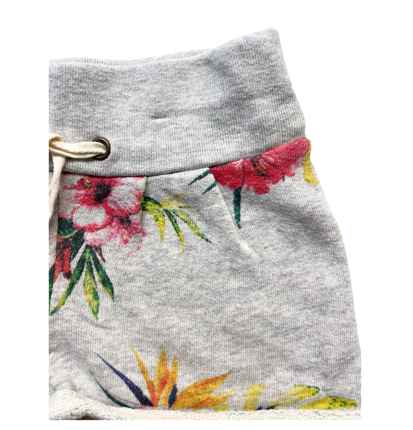 AO76 - Short de survêtement gris à motif fleurs - 4 ans