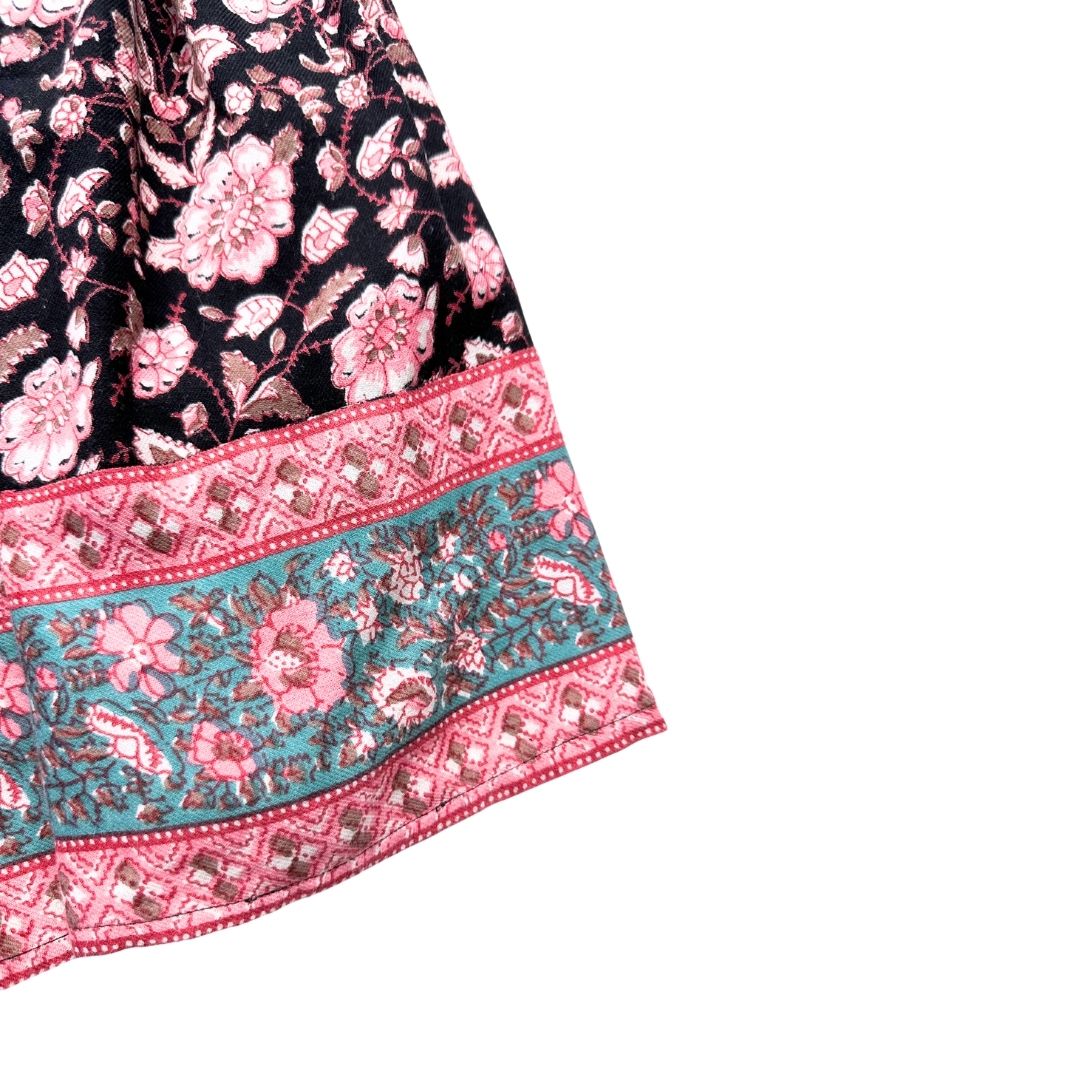 BONTON - Jupe noire à fleurs rose - 8 ans